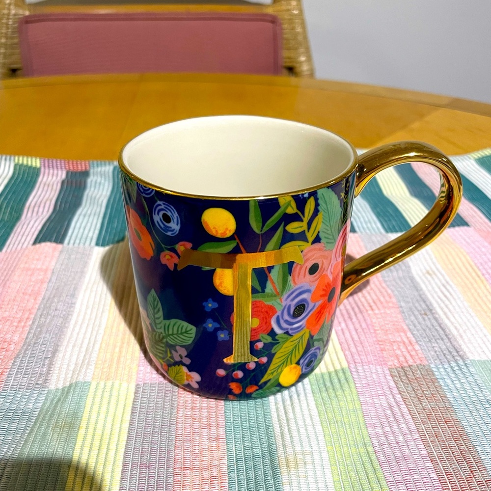 NWOT Rifle Paper Co x Anthropologie monogram mug